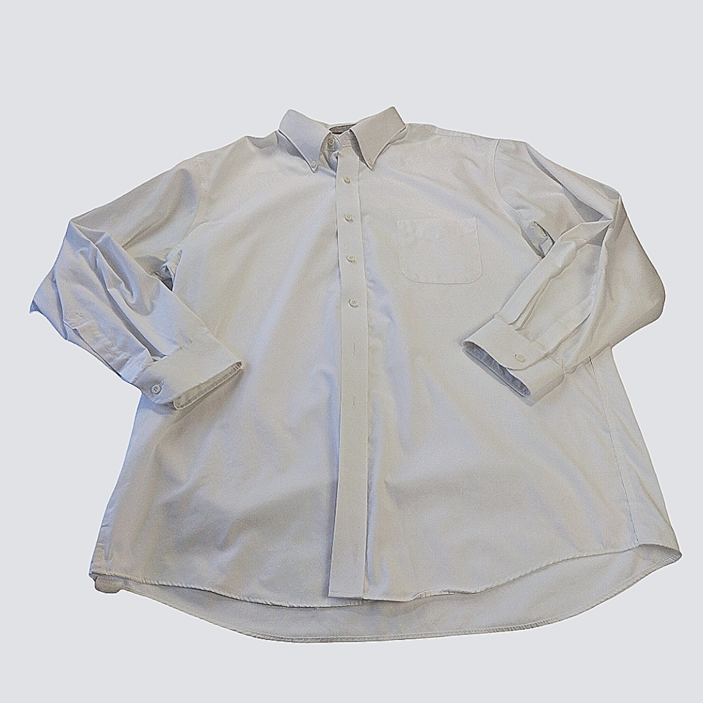 Stafford Men's Dress Shirt 2XL 17.5 35 White Cotton Button Up Long Sleeve